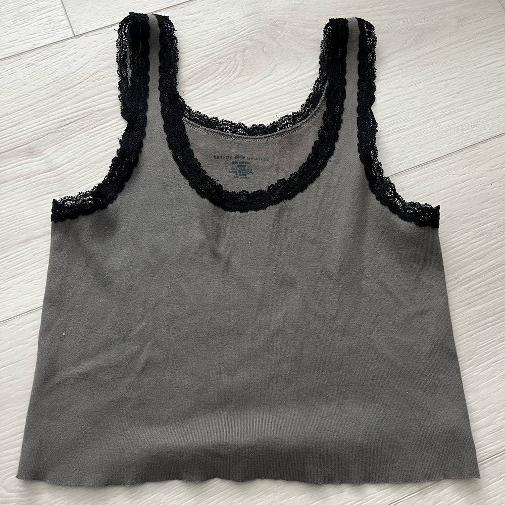 brandy melville black and grey lace tank top